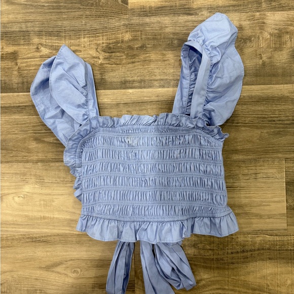 Blue Ruffled Women's Top - Picture 2 of 4